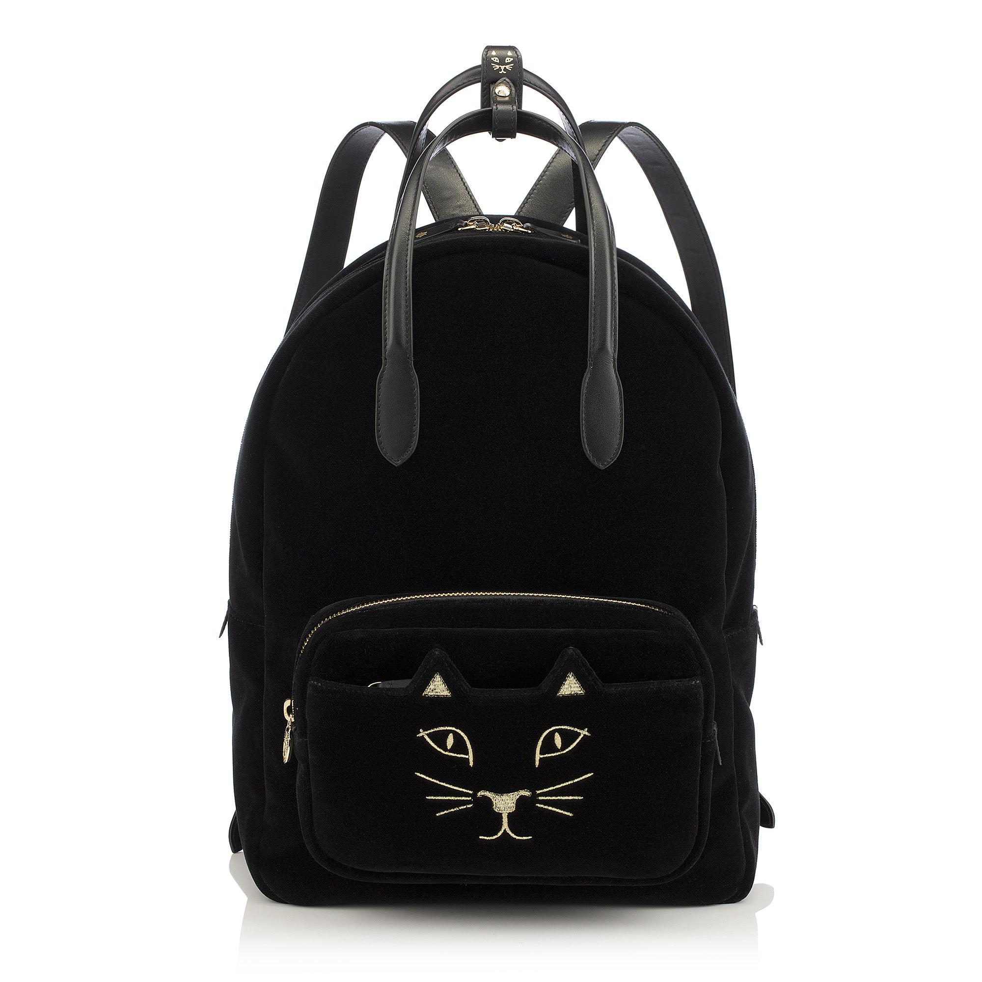 Charlotte Olympia Purrrfect Backpack in Black Velvet — UFO No More
